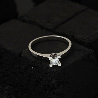 14K White Gold G Tone 0.23 Ct Diamond Single Stone Ring