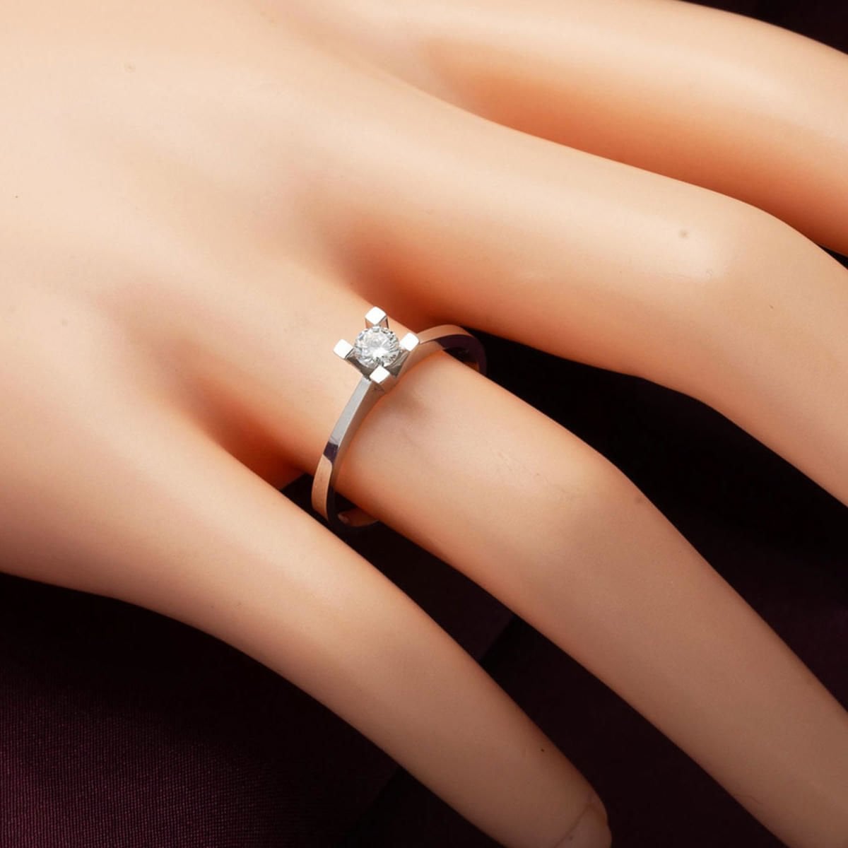 14K White Gold G Tone 0.23 Ct Diamond Single Stone Ring