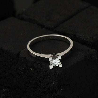 14K White Gold G Tone 0.25 Ct Diamond Single Stone Ring