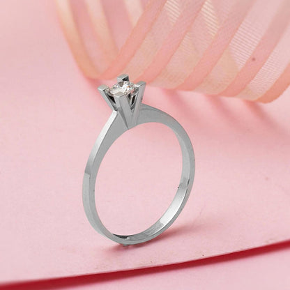14K White Gold G Tone 0.25 Ct Diamond Single Stone Ring