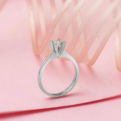 14K White Gold G Tone 0.31 Ct Diamond Solitaire Ring