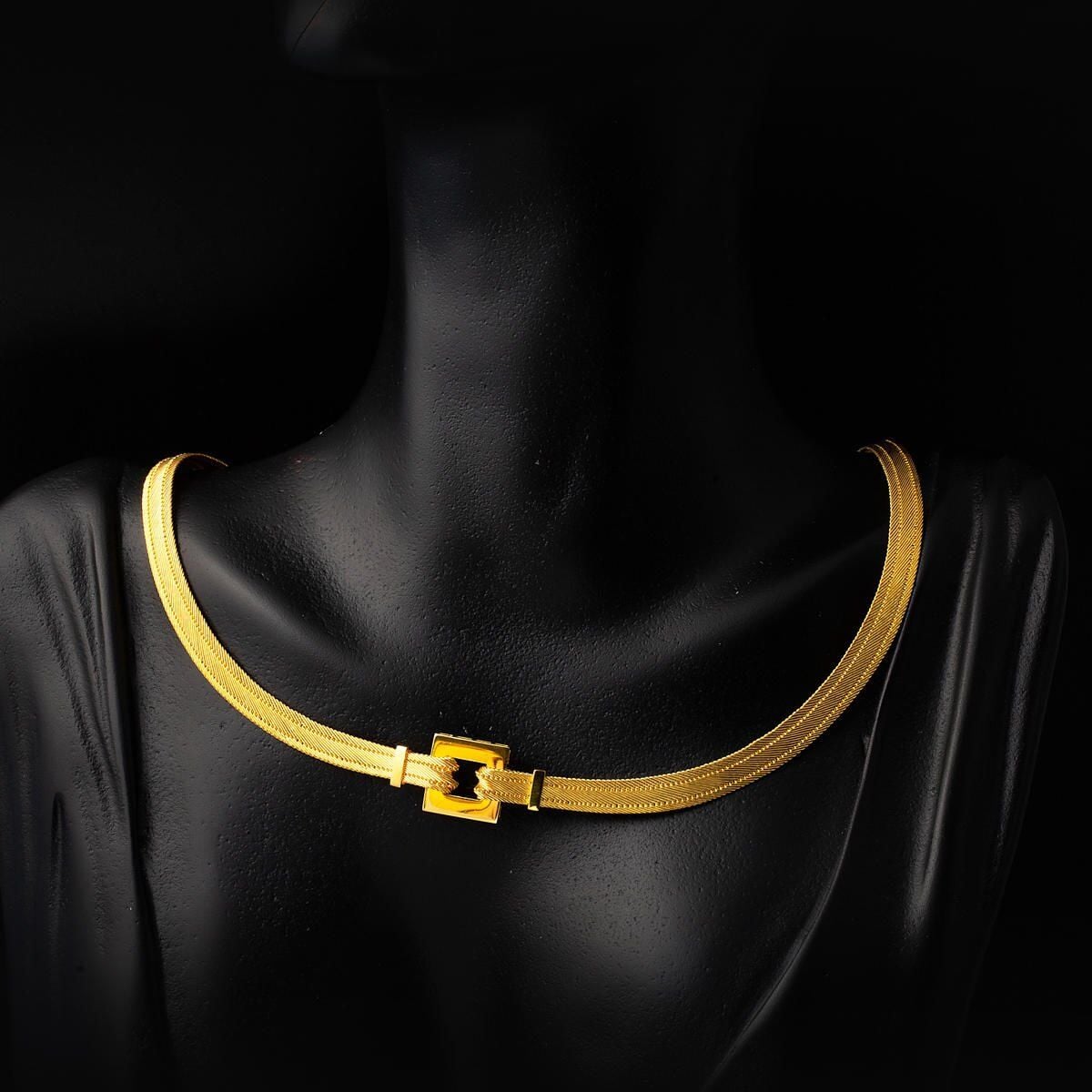 22K Yellow Gold Bridal Trabzon Mesh Collar Necklace
