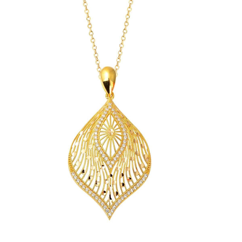 22K Yellow Gold Bridal Veil Cubic Zirconia Necklace