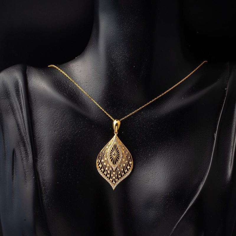 22K Yellow Gold Bridal Veil Cubic Zirconia Necklace