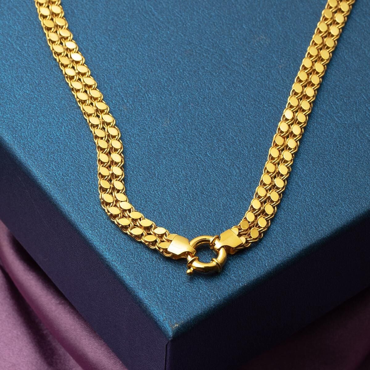 14K Yellow Gold Mariner Knot Sequin Chain