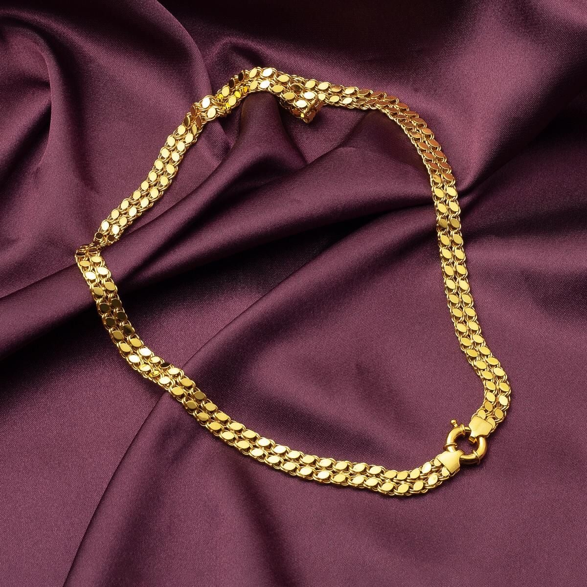 14K Yellow Gold Mariner Knot Sequin Chain