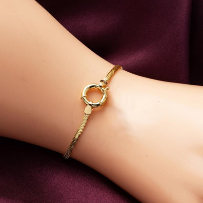 14K Yellow Gold Mariner Lock Chain Bracelet