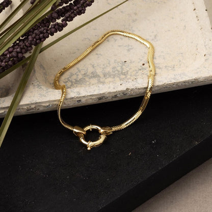 14K Yellow Gold Mariner Lock Chain Bracelet