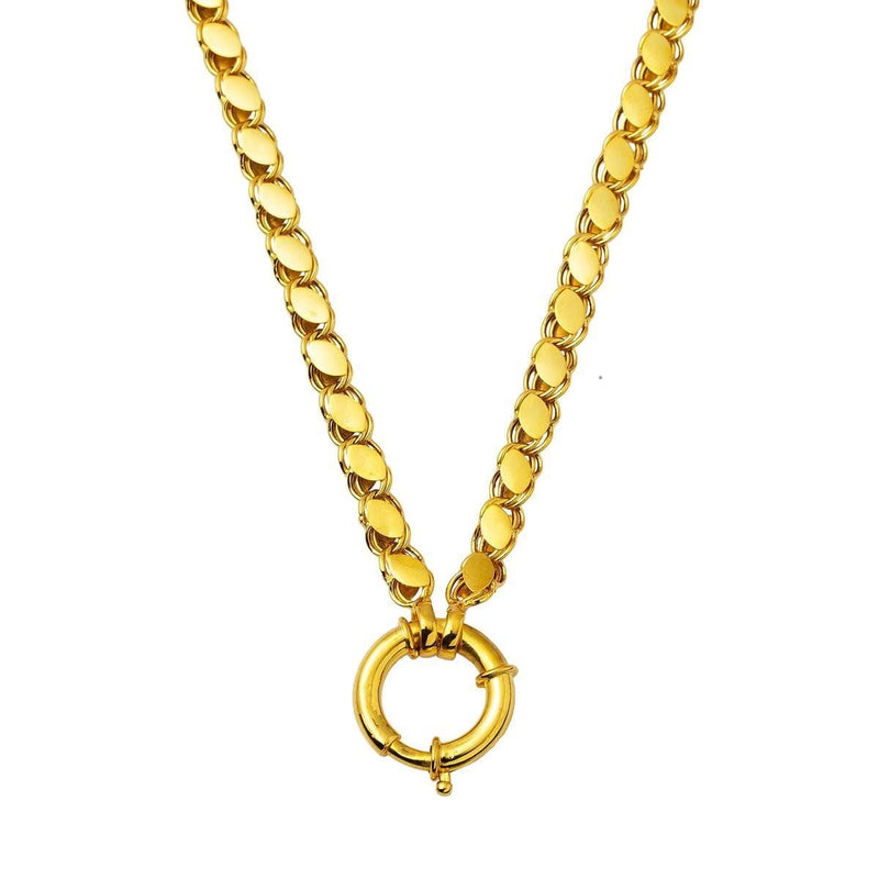 14K Yellow Gold Mariner Lock Sequin Chain