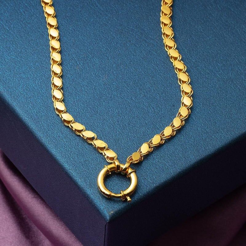 14K Yellow Gold Mariner Lock Sequin Chain