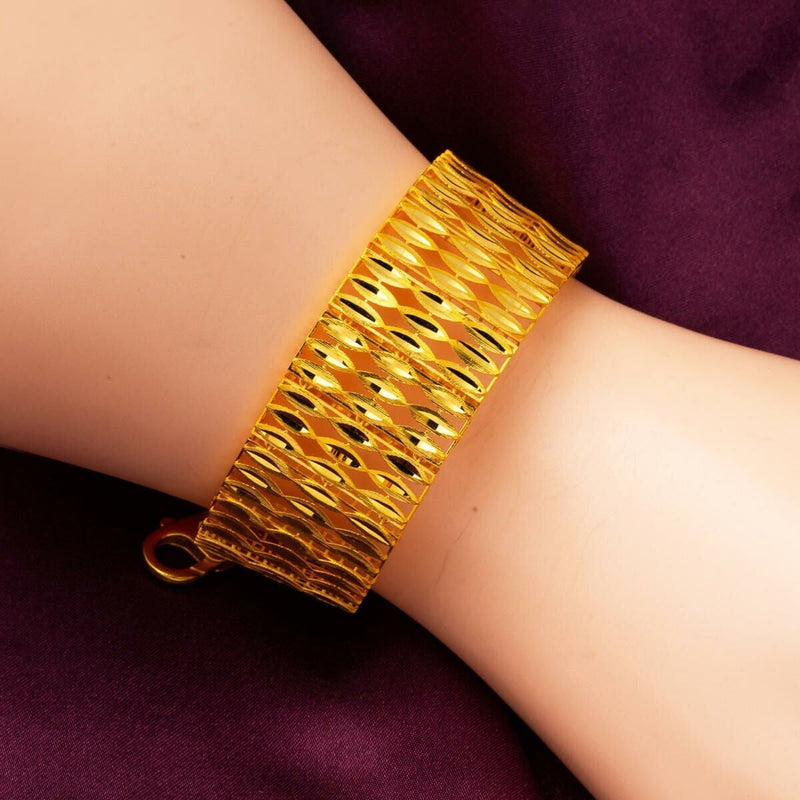 22K Yellow Gold Wide Modern Bracelet