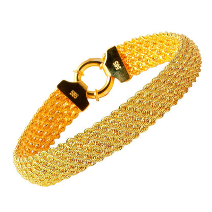 14K Yellow Gold Wide Mesh Braided Bracelet