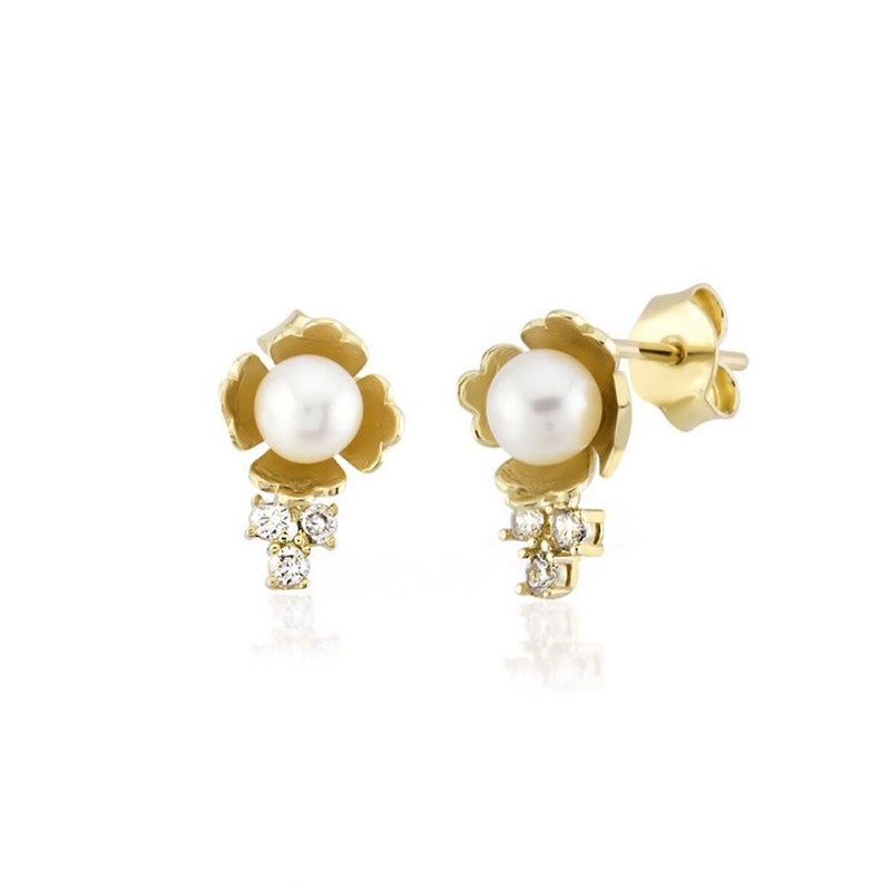 14K Yellow Gold Genius Pearl Earrings