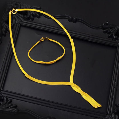 14K Yellow Gold Braided Collar Necklace and Bracelet Set