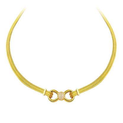 22K Yellow Gold Mesh Cubic Zirconia Collar Necklace & Bracelet Set (29 g)