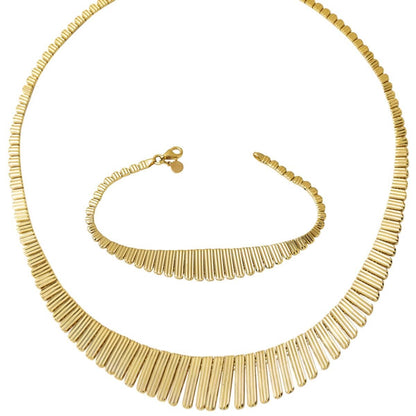 14K Yellow Gold Collar Necklace and Bracelet 2-Piece Set