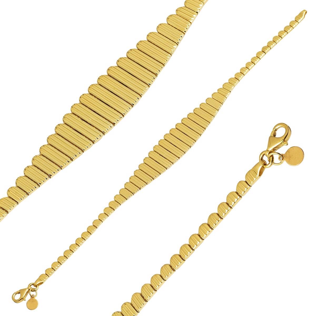 14K Yellow Gold Collar Necklace and Bracelet 2-Piece Set