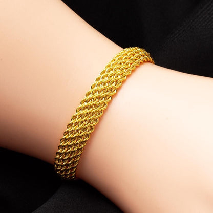 14K Yellow Gold Mesh Braided Collar Necklace & Bracelet Set