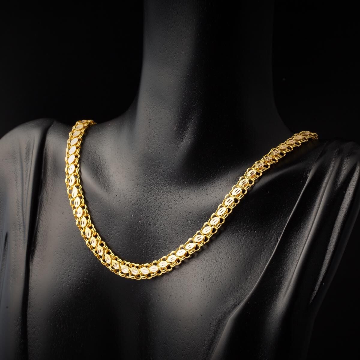 14K Yellow Gold Collar Necklace & Bracelet Chain Set