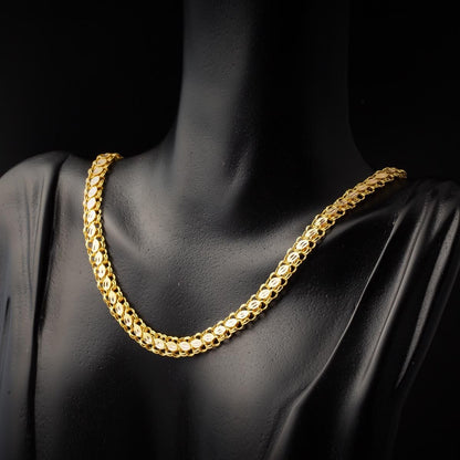 14K Yellow Gold Collar Necklace & Bracelet Chain Set