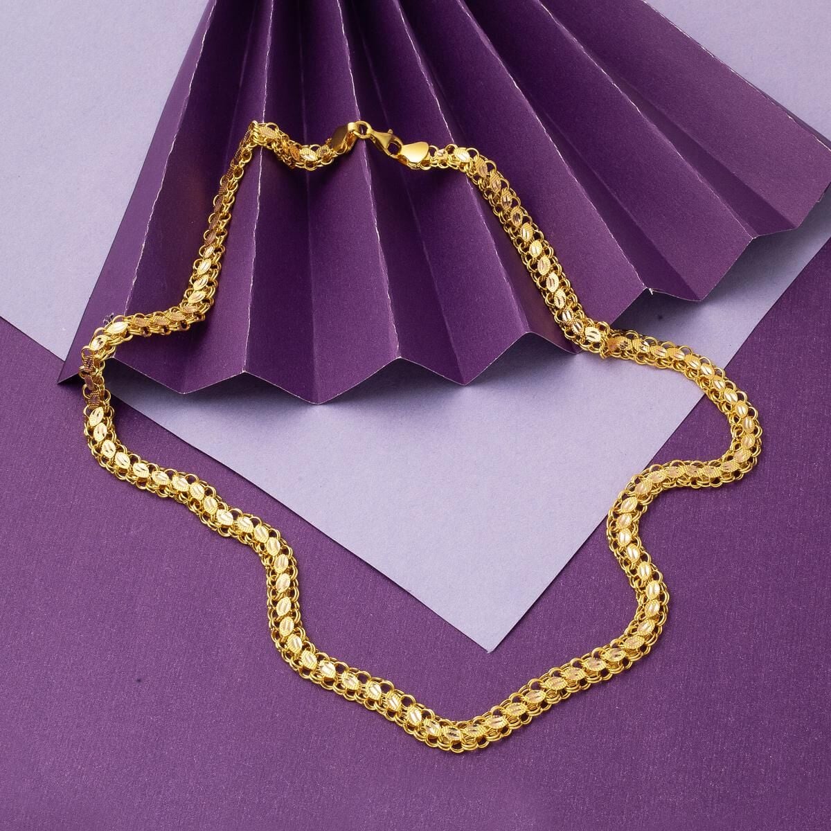 14K Yellow Gold Collar Necklace & Bracelet Chain Set