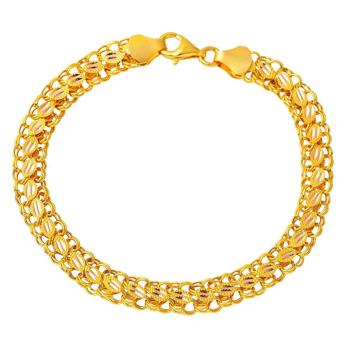 14K Yellow Gold Collar Necklace & Bracelet Chain Set