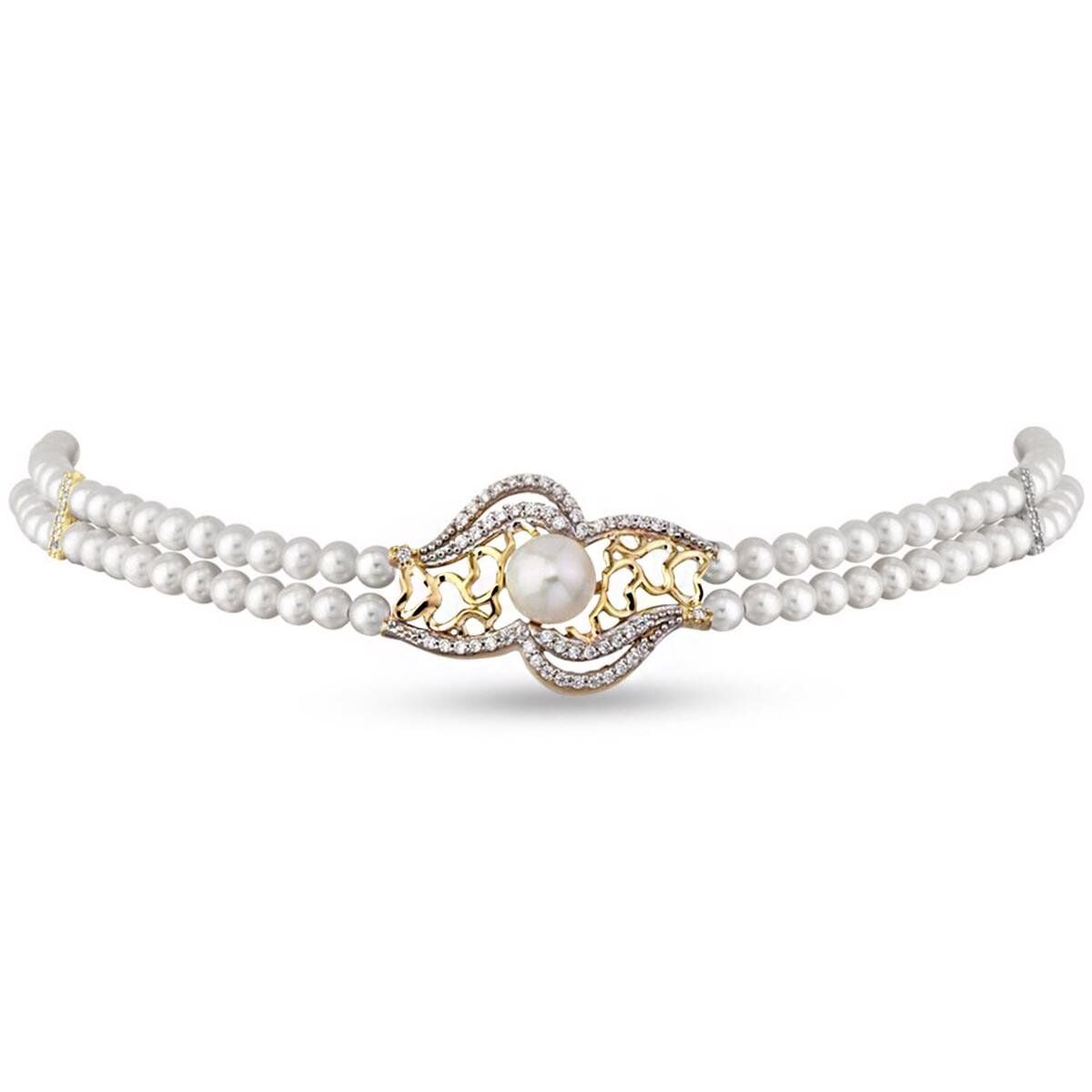 14K Yellow Gold Ginevra Heart Pearl Collar