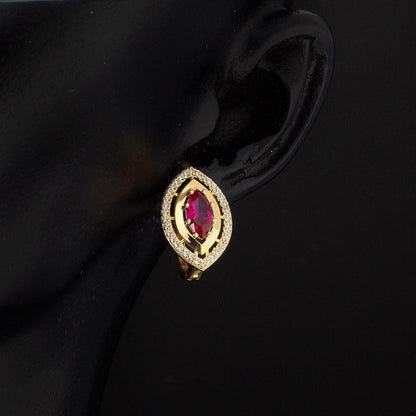 14K Yellow Gold Eye Cubic Zirconia Earrings