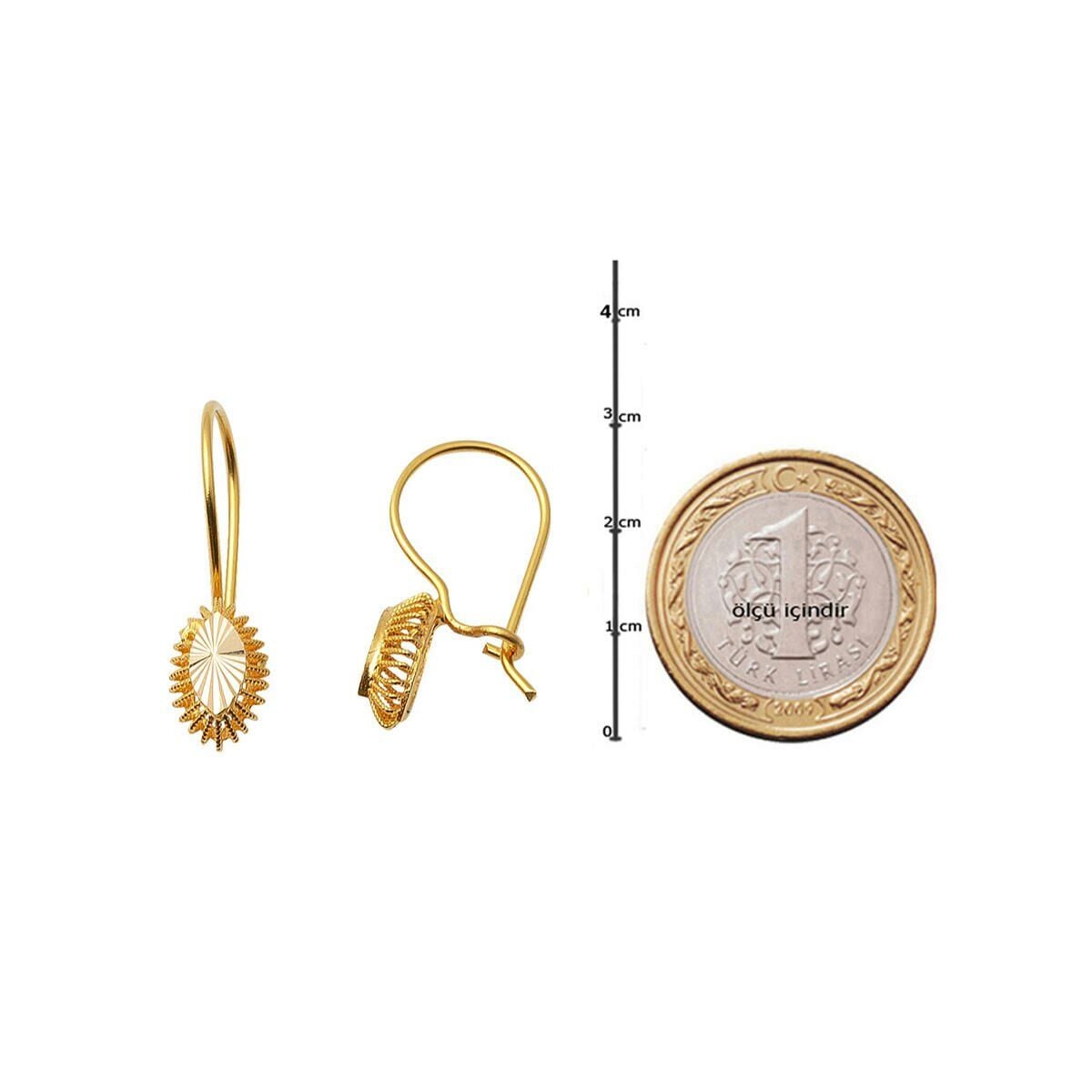 14K Yellow Gold Eye Drop Earrings