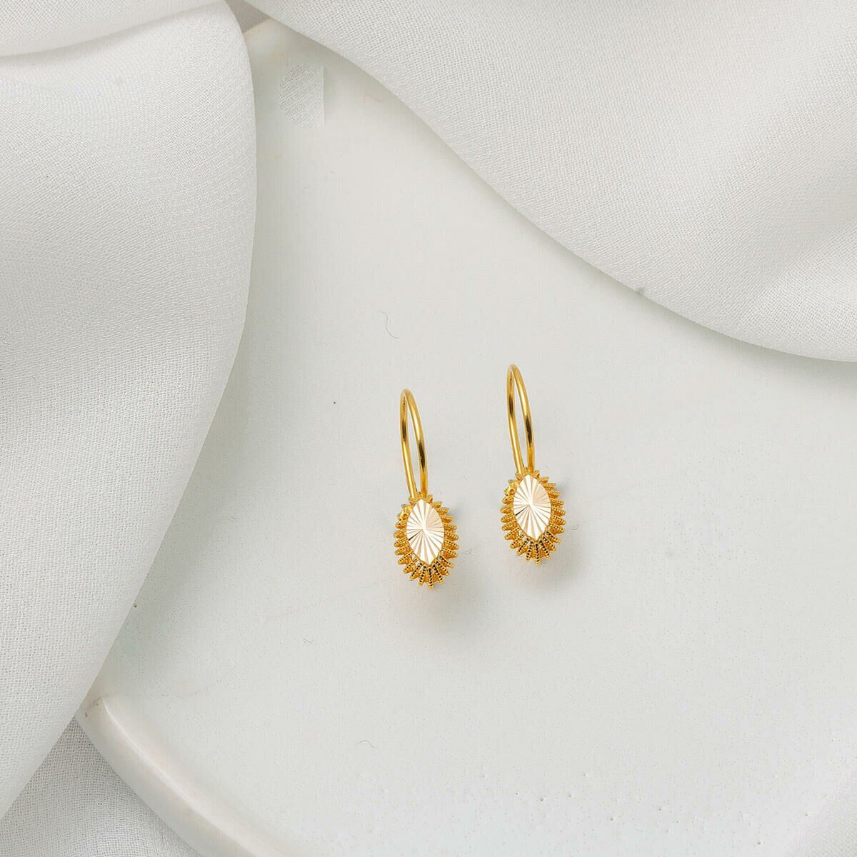 14K Yellow Gold Eye Drop Earrings