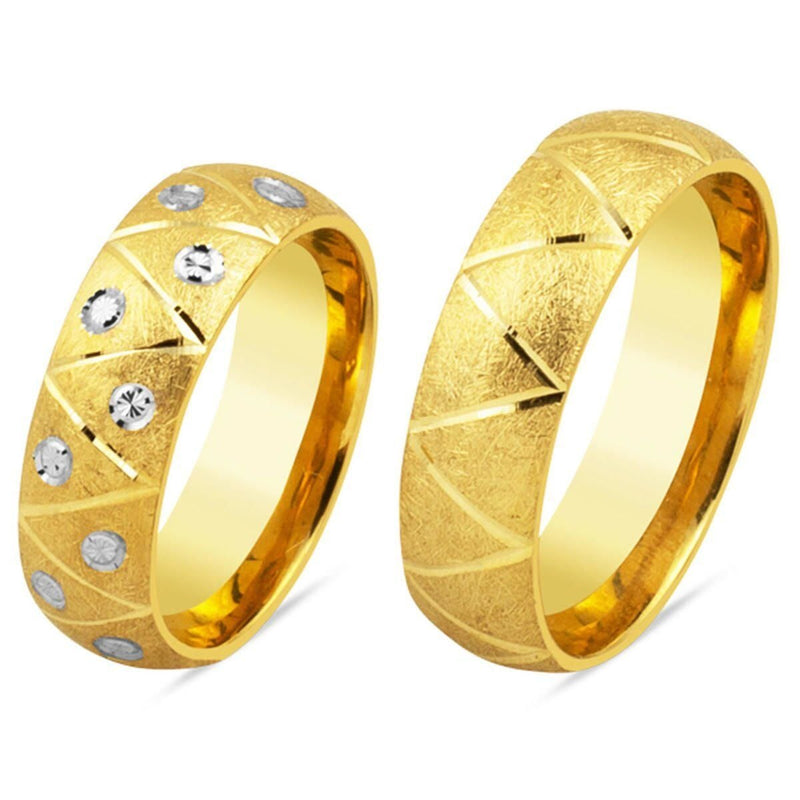 14K Yellow Gold Teardrop Wedding Band Set
