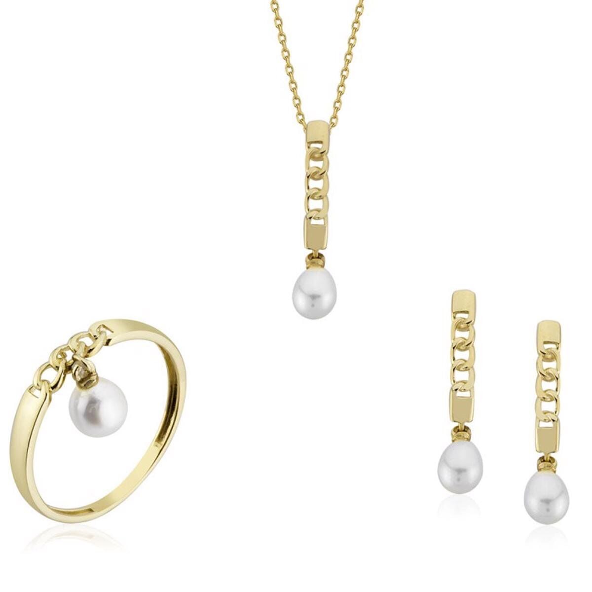 14K Yellow Gold Grasse Pearl Jewelry Set
