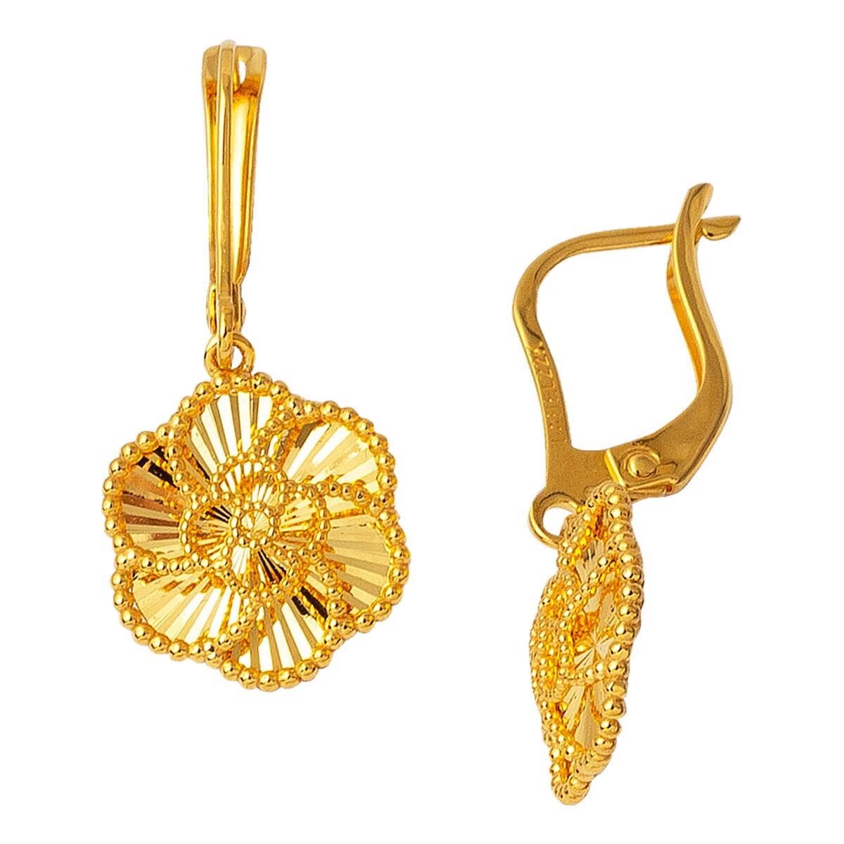 22K Yellow Gold Rose Bud Earrings