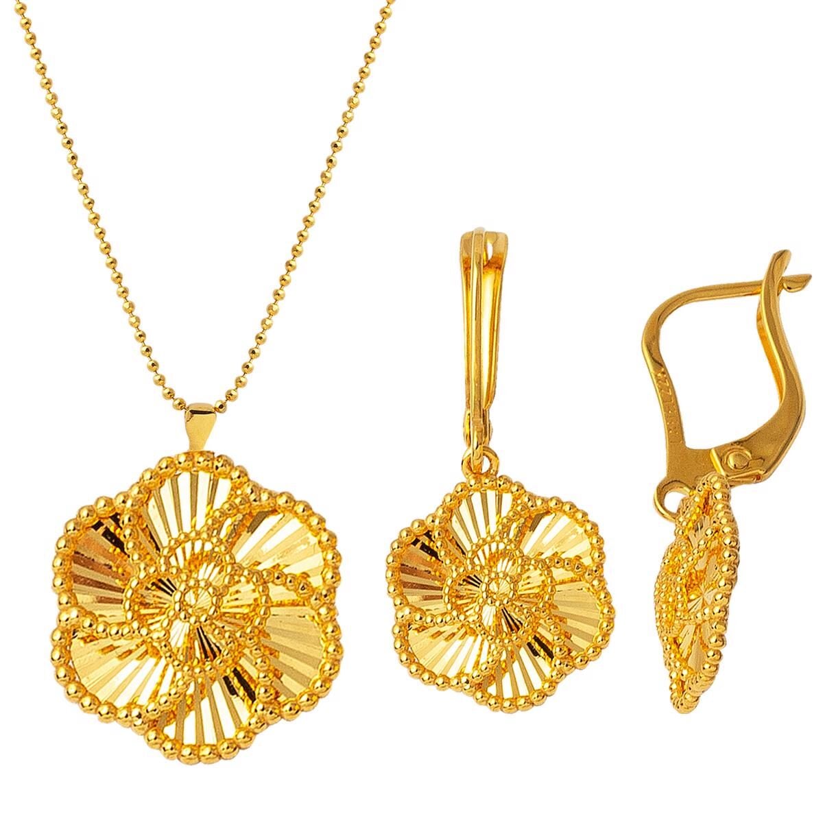 22K Yellow Gold Rose Bud Double Set