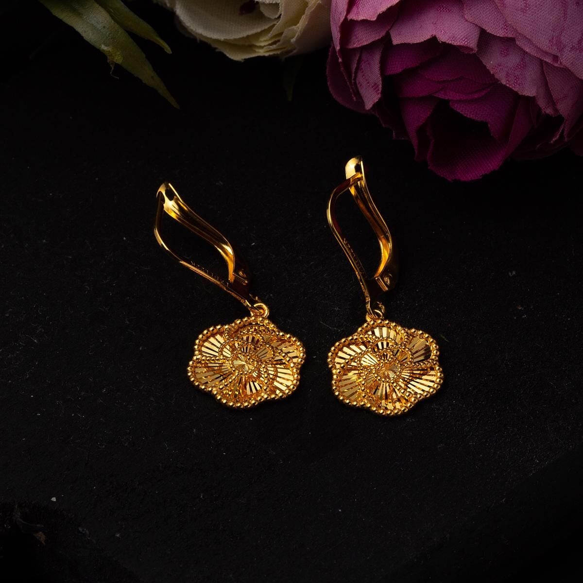 22K Yellow Gold Rose Bud Double Set