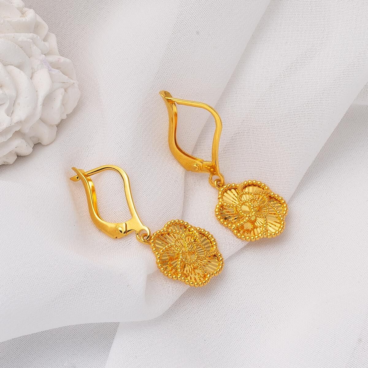22K Yellow Gold Rose Bud Double Set