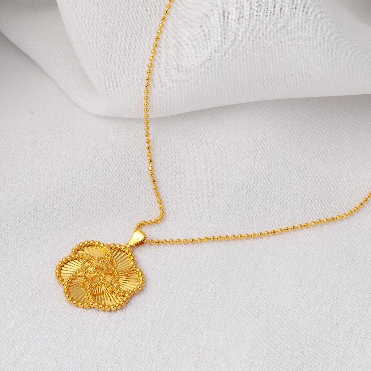 22K Yellow Gold Rose Bud 3-Piece Jewelry Set