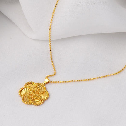 22K Yellow Gold Rose Bud 3-Piece Jewelry Set