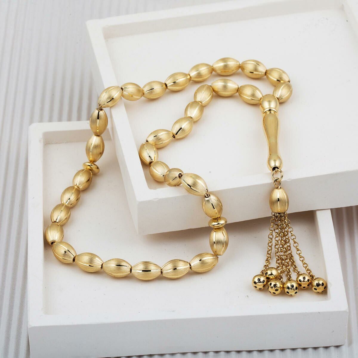 14K Yellow Gold Rose Prayer Beads