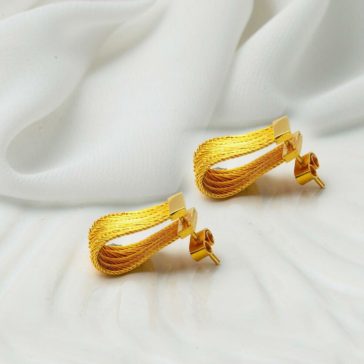 925 Sterling Silver Yellow Trabzon Mesh Earrings