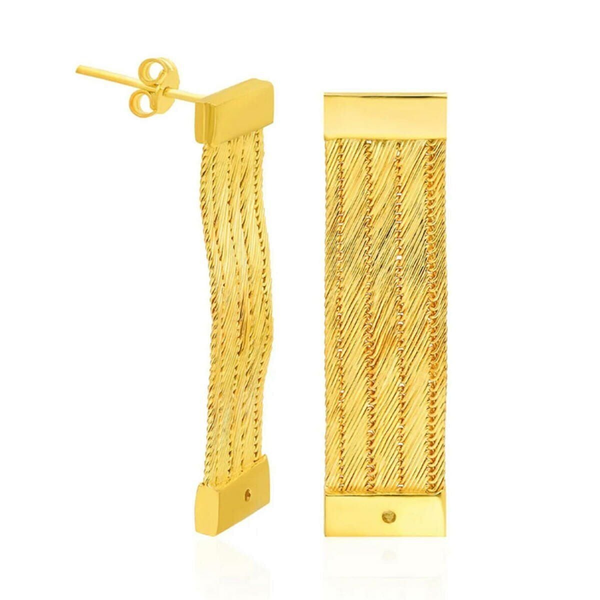 925 Sterling Silver Yellow Trabzon Mesh Earrings