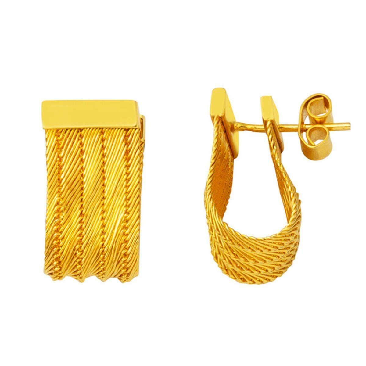 925 Sterling Silver Yellow Trabzon Mesh Earrings