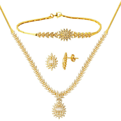 14K Yellow Gold Sun Baguette Cubic Zirconia Set