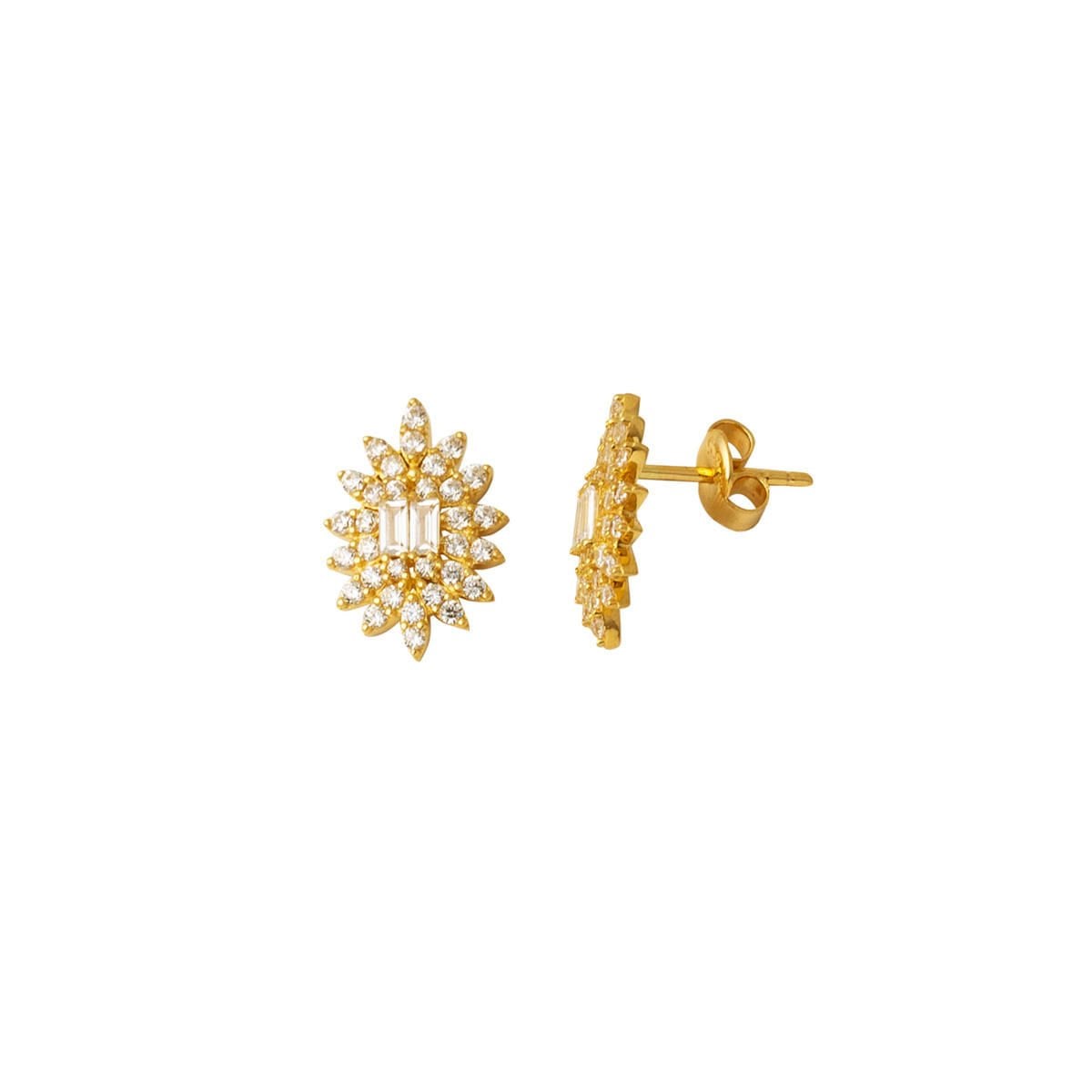 14K Yellow Gold Sun Baguette Cubic Zirconia Set