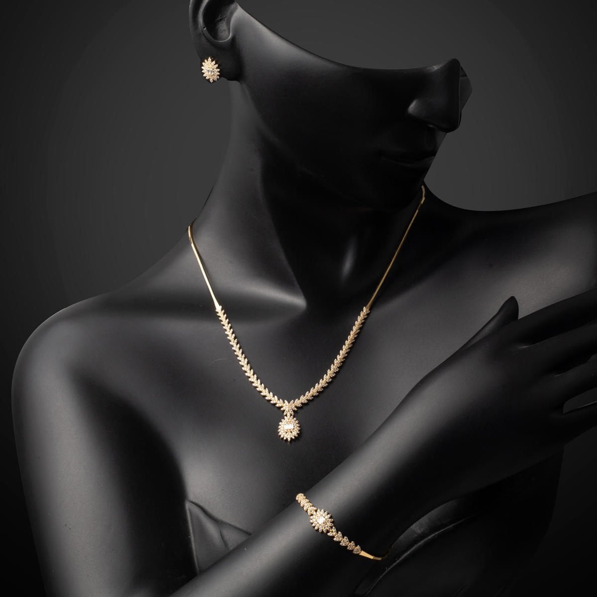 14K Yellow Gold Sun Baguette Cubic Zirconia Set