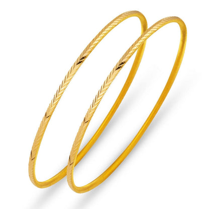 22K Yellow Gold Everyday Wheat Ajda Bangle Set