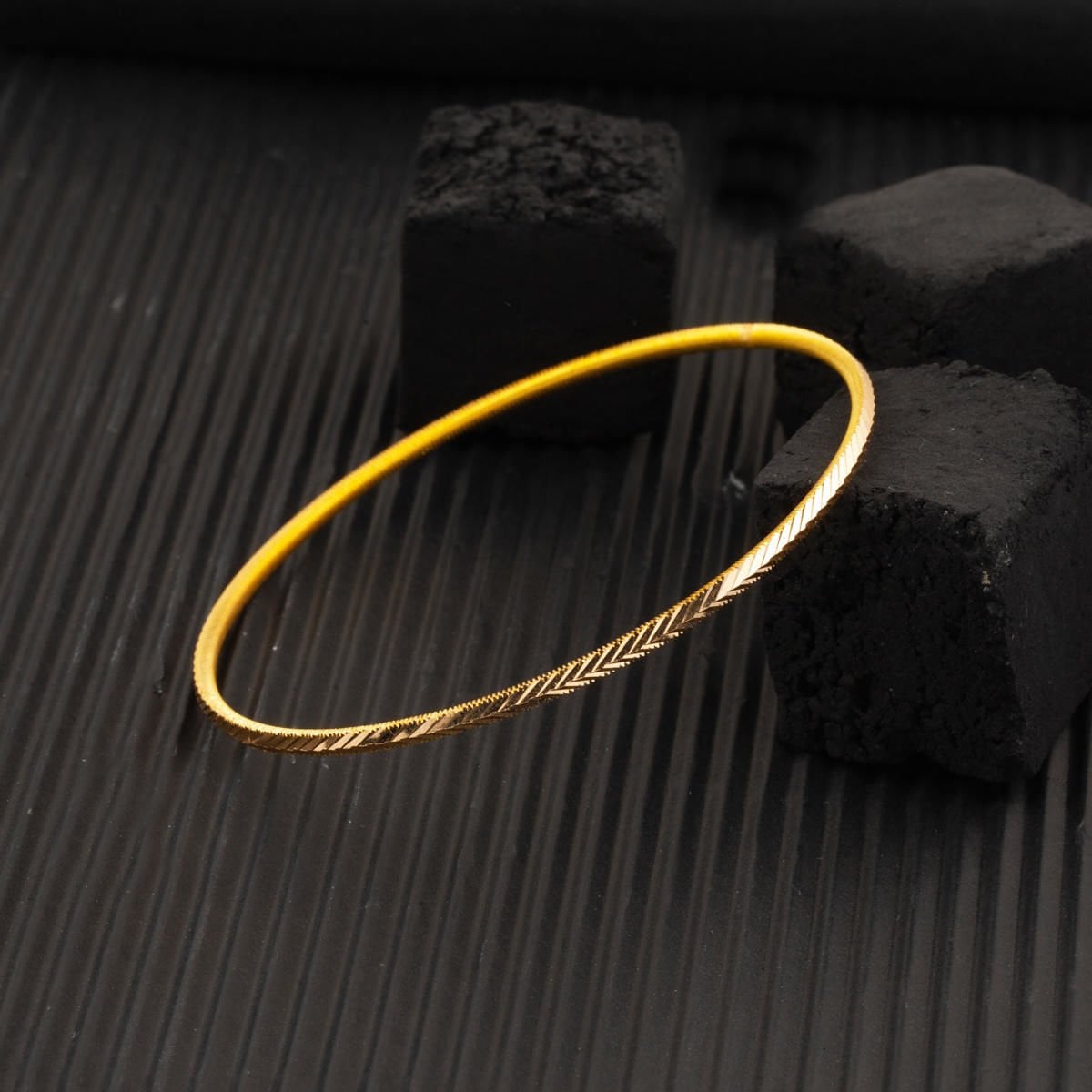 22K Yellow Gold Everyday Wheat Ajda Bangle Set