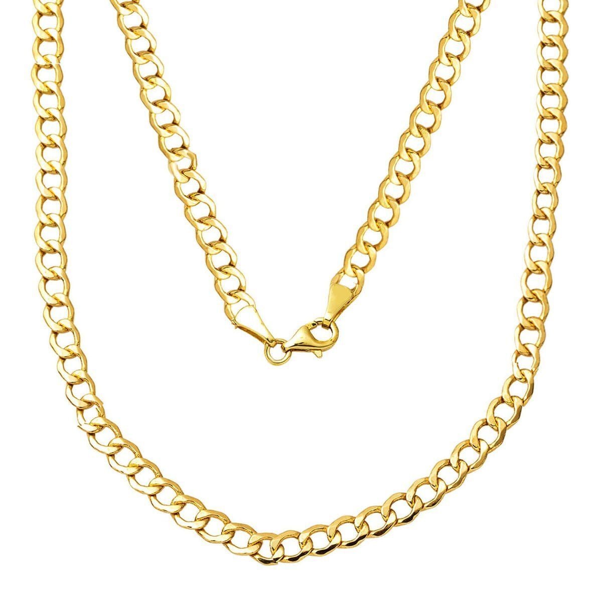 14K Yellow Gold Curb Chain Choker Necklace 50 cm