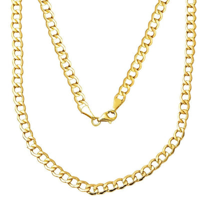14K Yellow Gold Curb Chain Choker Necklace 50 cm