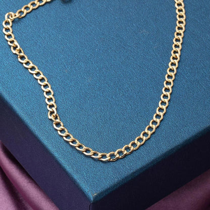 14K Yellow Gold Curb Chain Choker Necklace 50 cm